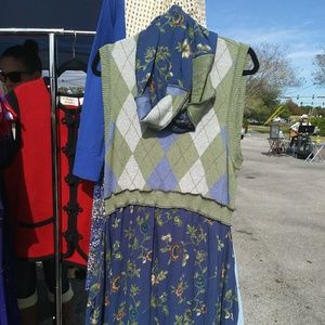 One size vest dress boho upcycled plus maxi scarf